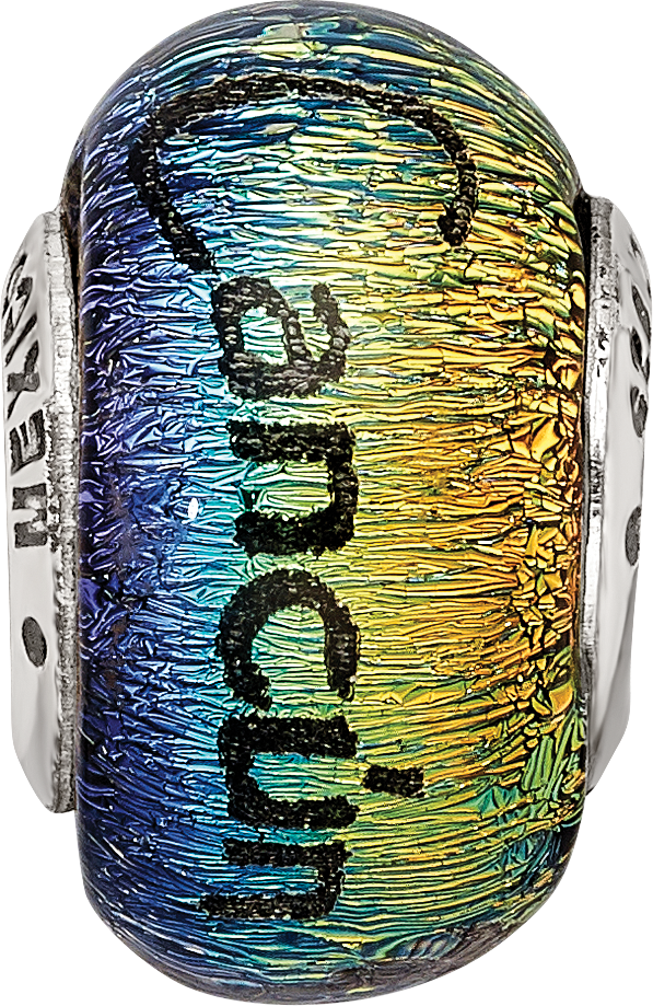 Sterling Silver 925 Glass Bead with Cancun Orange Dichroic Accent
