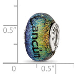 Sterling Silver 925 Glass Bead with Cancun Orange Dichroic Accent