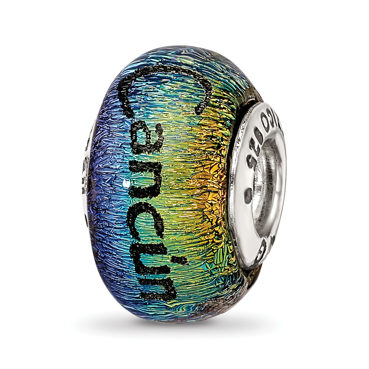 Sterling Silver Reflections Cancun Orange Dichroic Glass Bead Main image