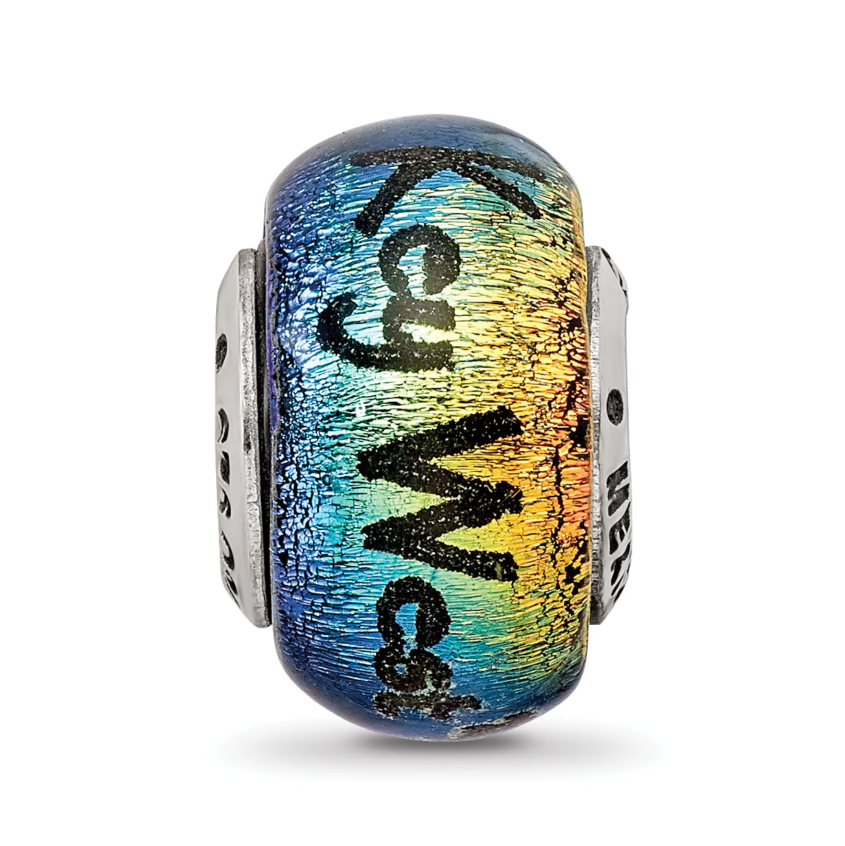 Sterling Silver 925 Dichroic Glass Bead with Key West Orange Accent