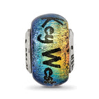 Sterling Silver 925 Dichroic Glass Bead with Key West Orange Accent