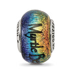 Sterling Silver 925 Dichroic Glass Bead with Vibrant Orange Accent