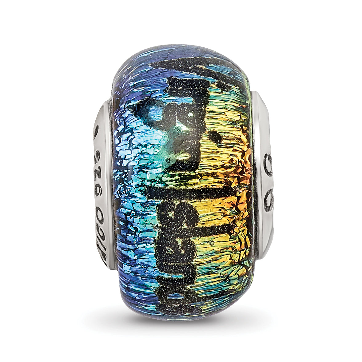 Sterling Silver 925 Orange Dichroic Glass Bead with Elegant Island Vibes
