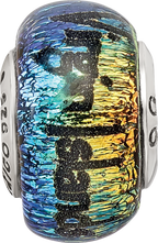 Sterling Silver 925 Orange Dichroic Glass Bead with Elegant Island Vibes