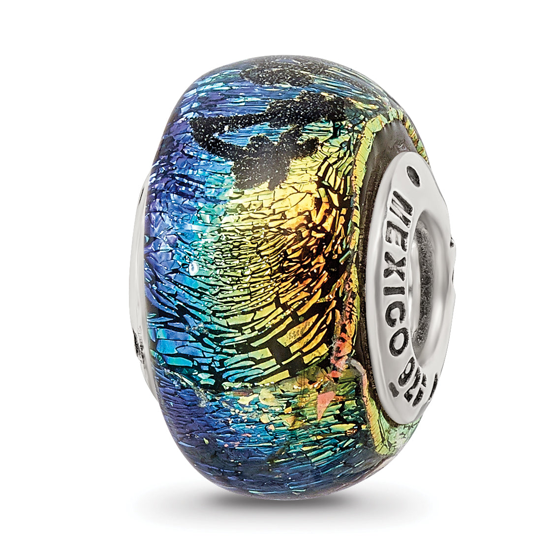 Sterling Silver 925 Orange Dichroic Glass Bead with Elegant Island Vibes