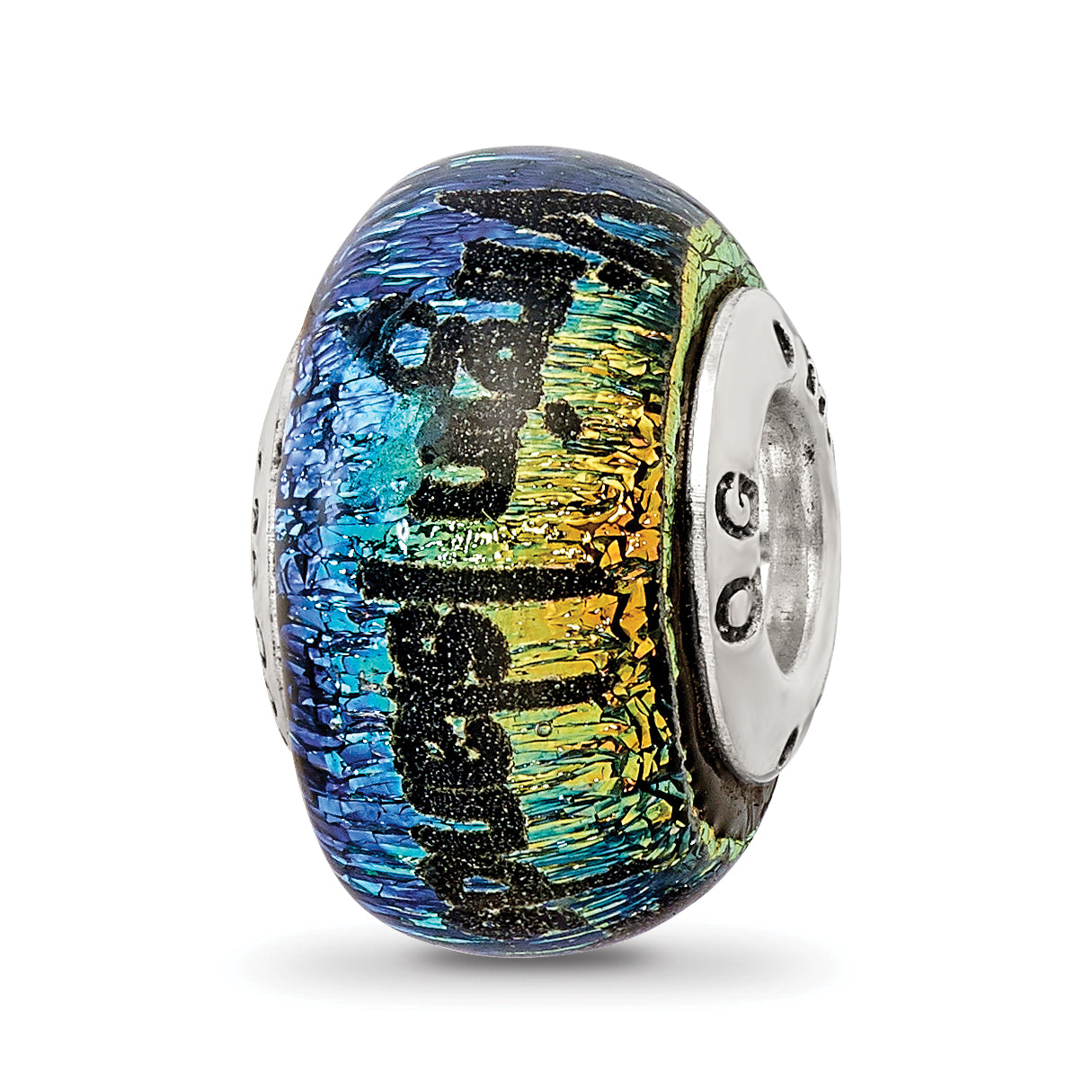 Sterling Silver Reflections Virgin Islands Orange Dichroic Glass Bead Main image