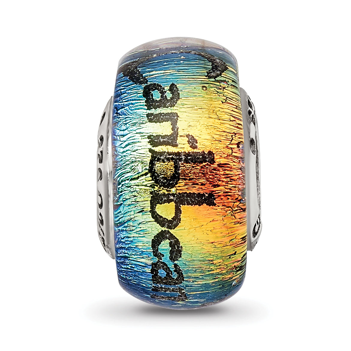 Sterling Silver 925 Caribbean Orange Dichroic Glass Bead Elegant Jewelry Bead
