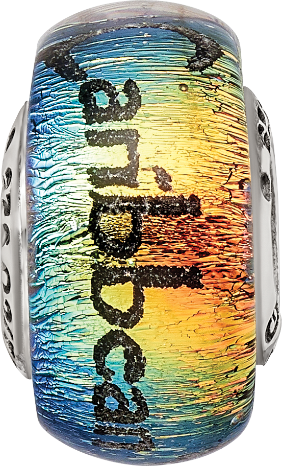 Sterling Silver 925 Caribbean Orange Dichroic Glass Bead Elegant Jewelry Bead