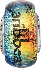 Sterling Silver 925 Caribbean Orange Dichroic Glass Bead Elegant Jewelry Bead