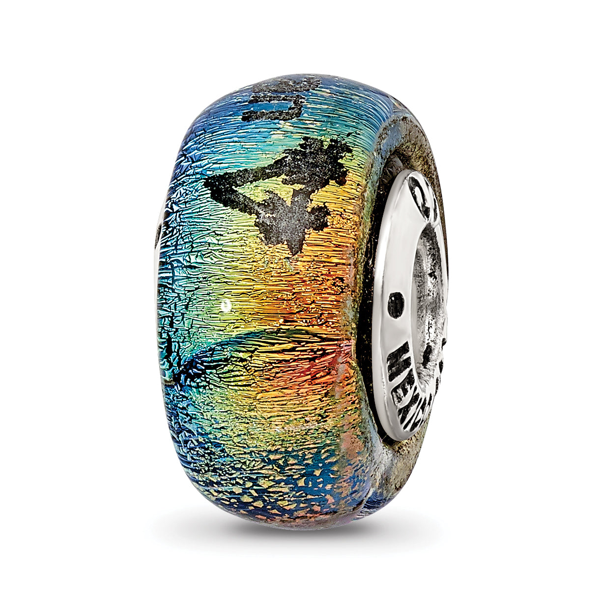 Sterling Silver 925 Caribbean Orange Dichroic Glass Bead Elegant Jewelry Bead