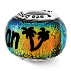 Sterling Silver 925 Caribbean Orange Dichroic Glass Bead Elegant Jewelry Bead