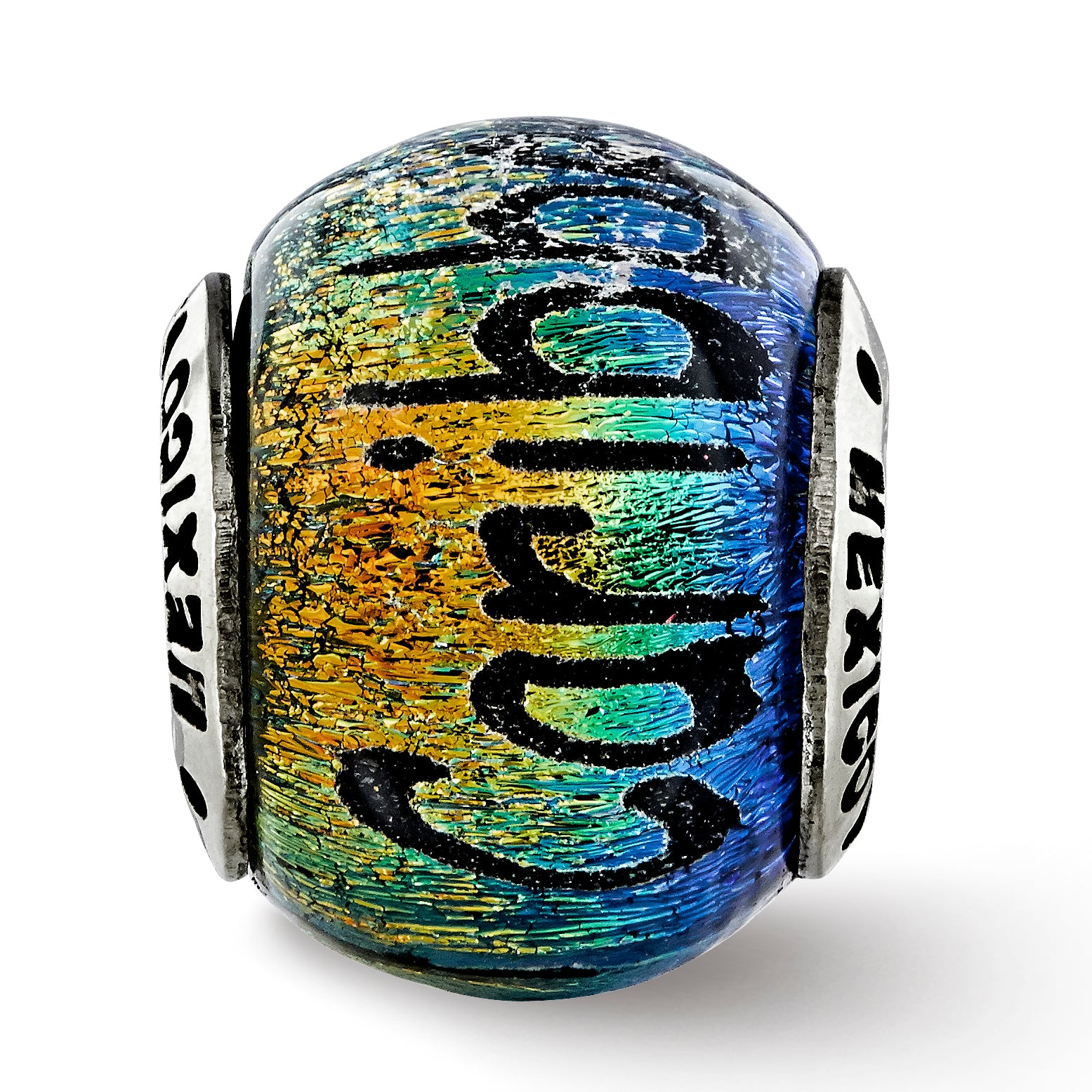 Sterling Silver 925 Caribbean Orange Dichroic Glass Bead Elegant Jewelry Bead