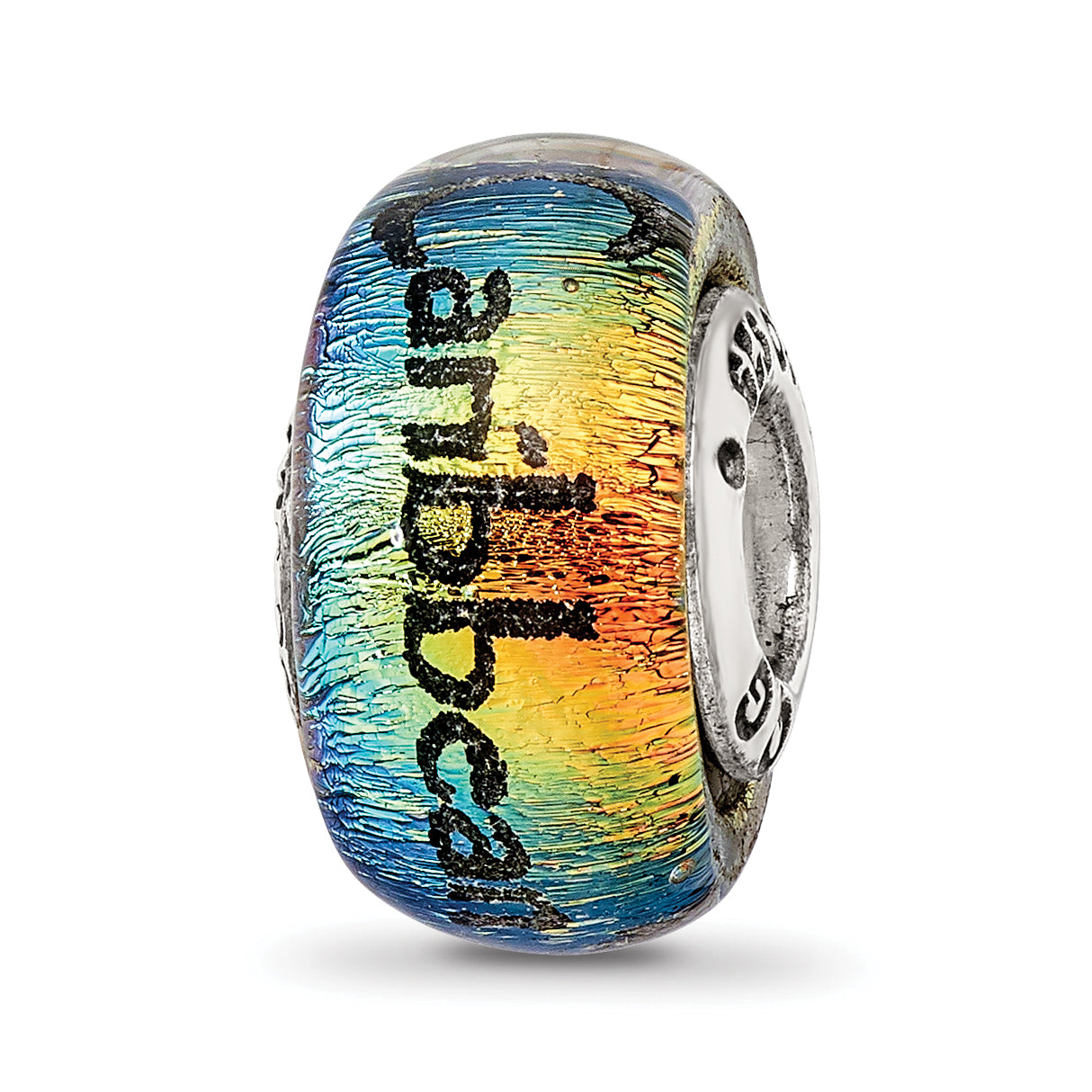 Sterling Silver Reflections Caribbean Orange Dichroic Glass Bead Main image