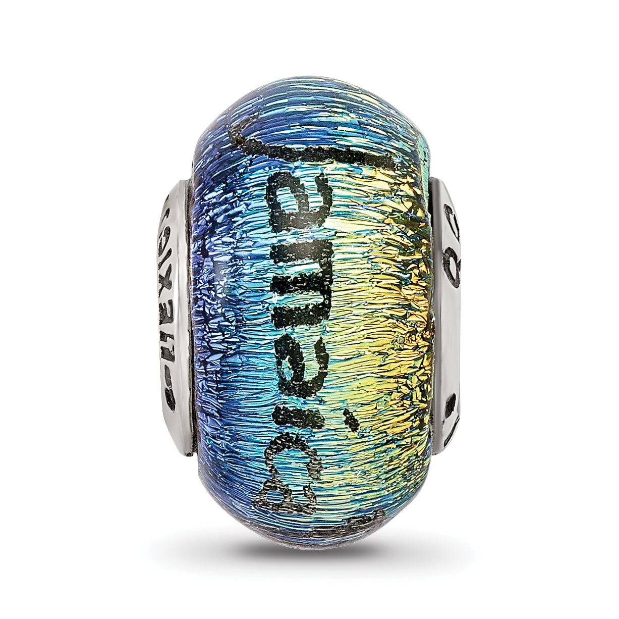 Sterling Silver 925 Dichroic Glass Bead with Vibrant Jamaica Orange Design