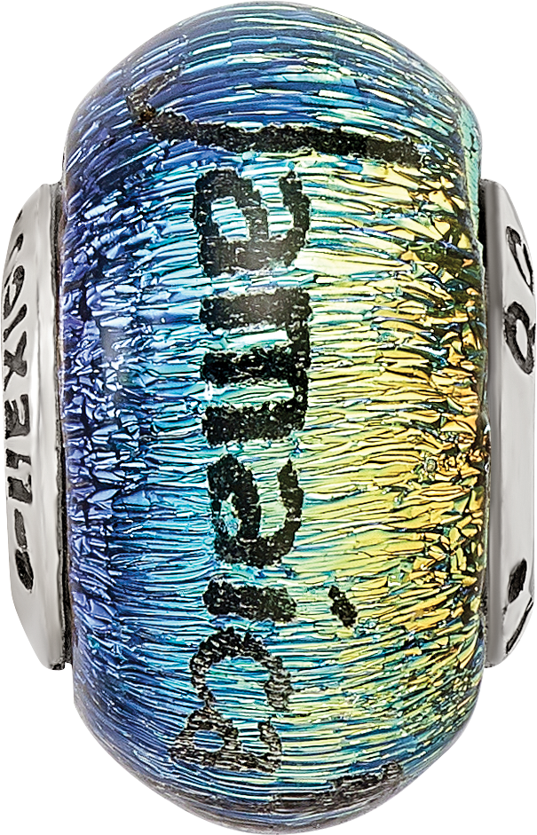 Sterling Silver 925 Dichroic Glass Bead with Vibrant Jamaica Orange Design
