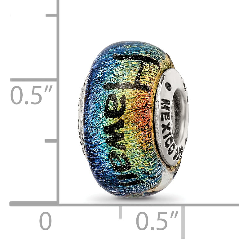 Sterling Silver 925 Hawaiian Orange Dichroic Glass Bead Elegant Artisan Design