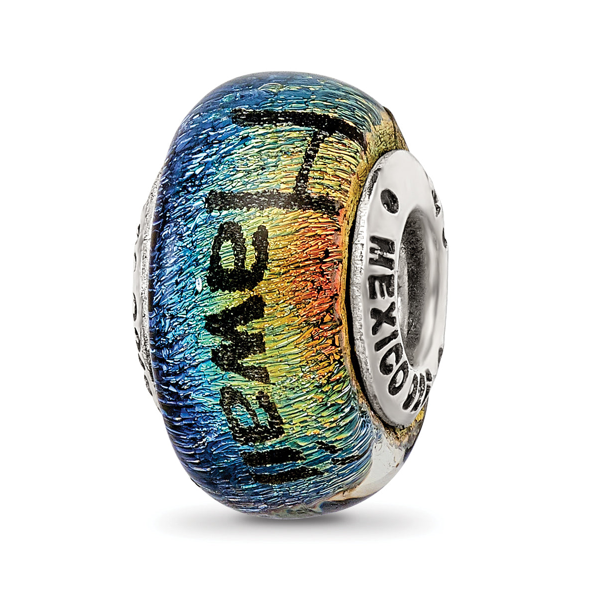 Sterling Silver Reflections Hawaii Orange Dichroic Glass Bead Main image