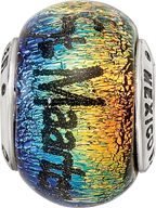 Sterling Silver 925 Orange Dichroic Glass Bead with Elegant Island-Inspired Design
