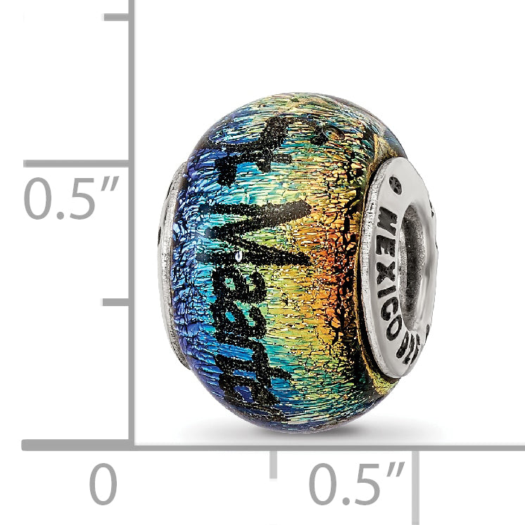 Sterling Silver 925 Orange Dichroic Glass Bead with Elegant Island-Inspired Design