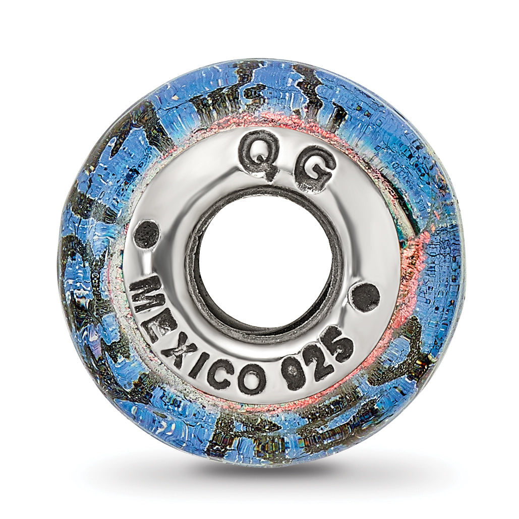 Sterling Silver 925 Dichroic Glass Bead with Luminous White Finish Elegance Secondary image