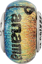 Sterling Silver 925 Dichroic Glass Bead with Vibrant Orange Sunset Design