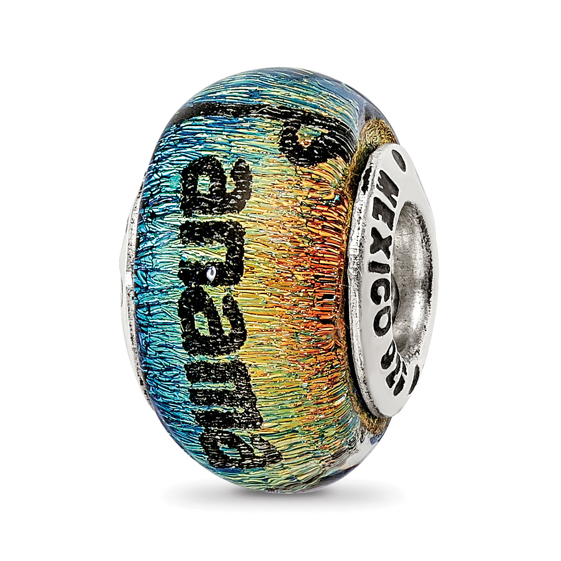 Sterling Silver Reflections Panama City Orange Dichroic Glass Bead Main image