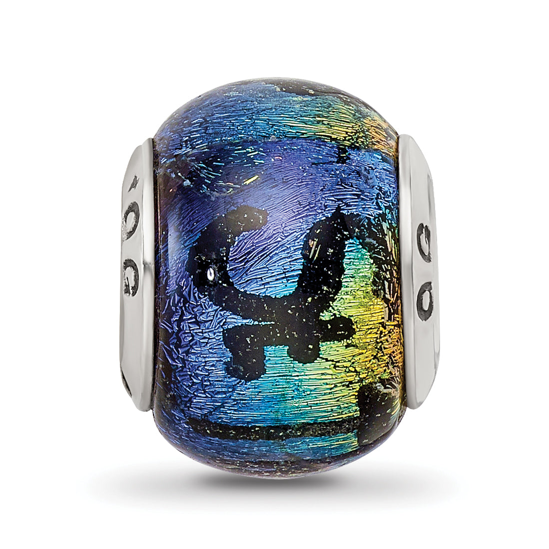 925 Sterling Silver St Thomas Orange Dichroic Glass Bead  Elegant, Vibrant Charm
