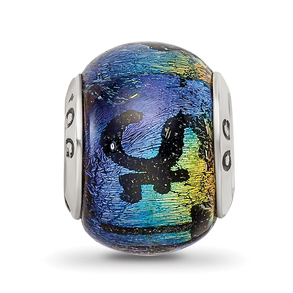 925 Sterling Silver St Thomas Orange Dichroic Glass Bead  Elegant, Vibrant Charm