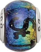 925 Sterling Silver St Thomas Orange Dichroic Glass Bead  Elegant, Vibrant Charm