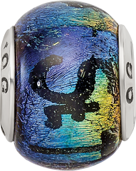 925 Sterling Silver St Thomas Orange Dichroic Glass Bead  Elegant, Vibrant Charm