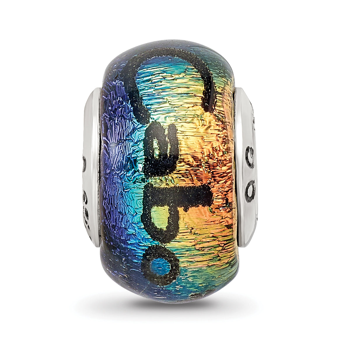 Sterling Silver 925 Dichroic Glass Bead with Elegant White Finish for Versatile Jewelry