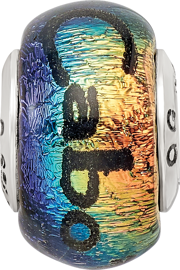 Sterling Silver 925 Dichroic Glass Bead with Elegant White Finish for Versatile Jewelry