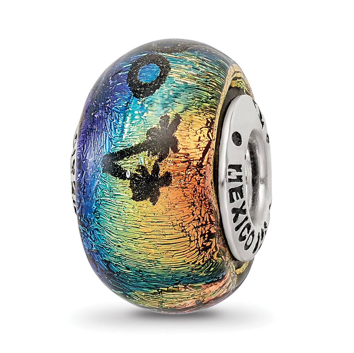 Sterling Silver 925 Dichroic Glass Bead with Elegant White Finish for Versatile Jewelry