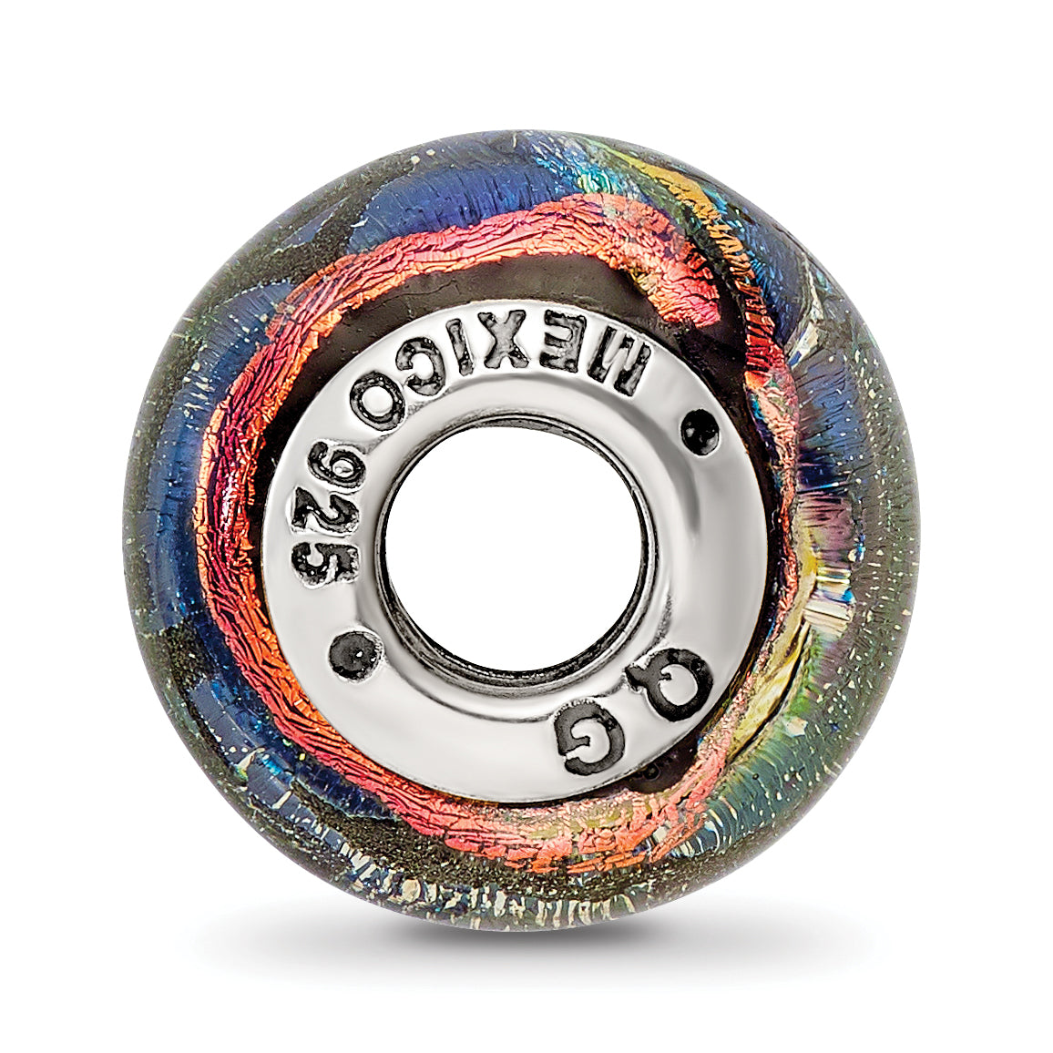 Sterling Silver 925 Aruba Orange Dichroic Glass Bead with Vibrant Tropical Design Secondary image