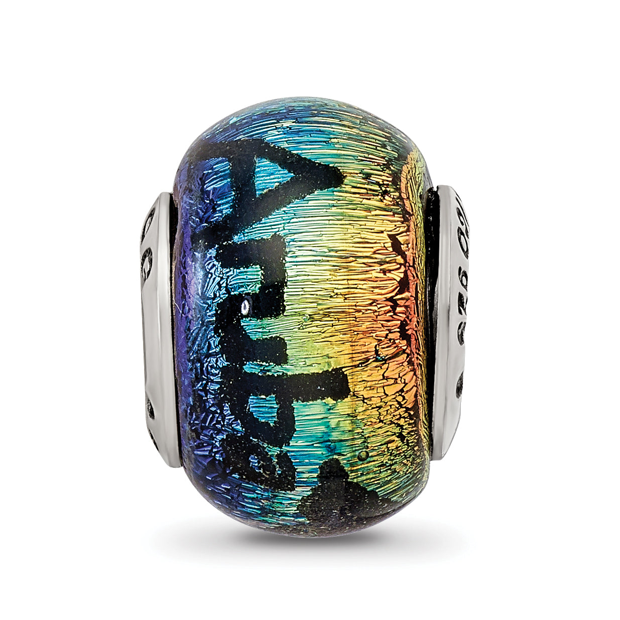 Sterling Silver 925 Aruba Orange Dichroic Glass Bead with Vibrant Tropical Design