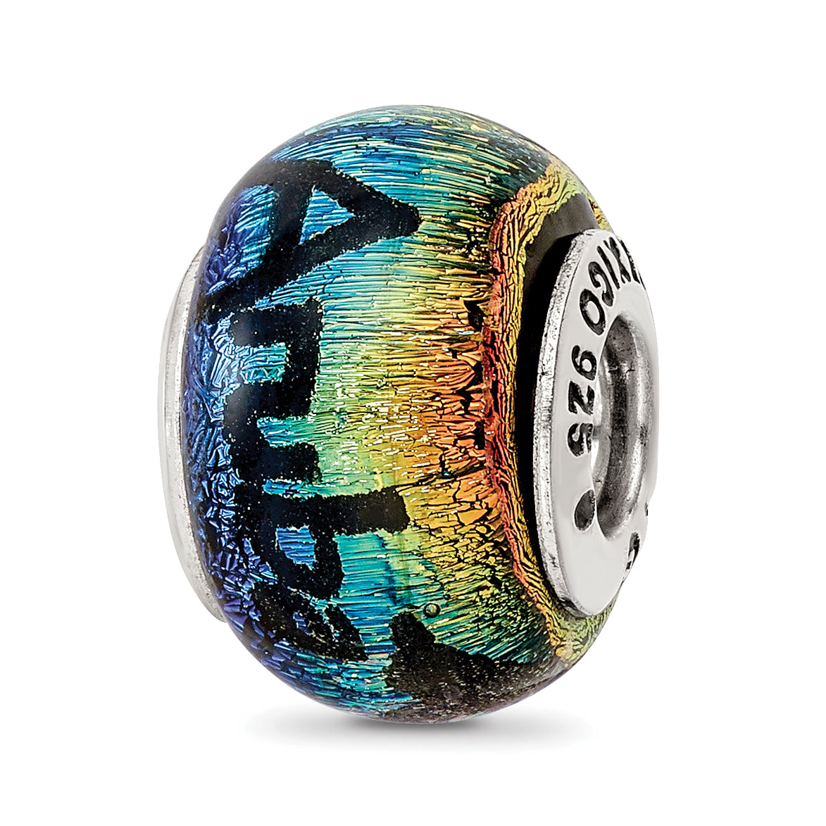 Sterling Silver Reflections Aruba Orange Dichroic Glass Bead Main image