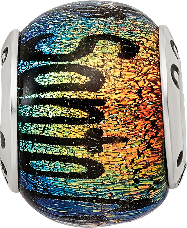 Sterling Silver Santa Cruz Dichroic Glass Bead with Elegant Sparkling Finish
