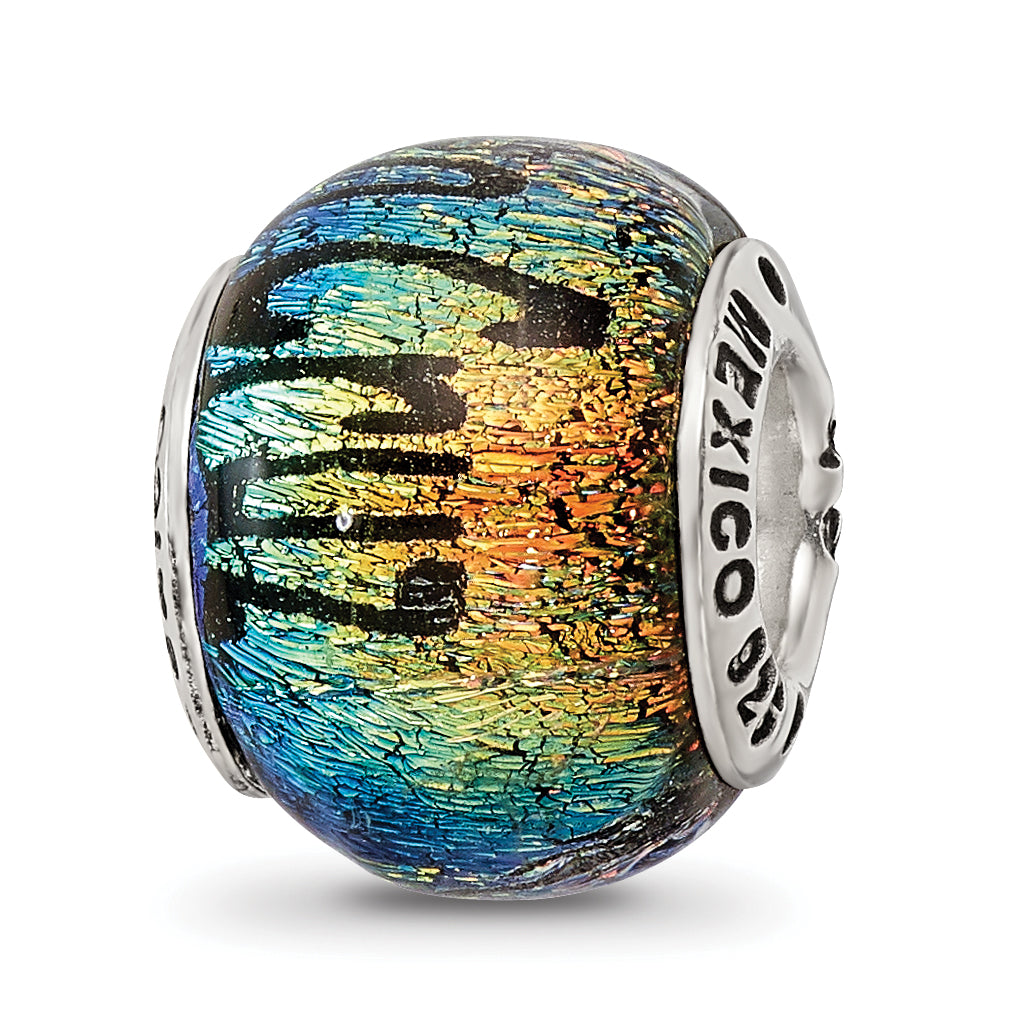 Sterling Silver Santa Cruz Dichroic Glass Bead with Elegant Sparkling Finish