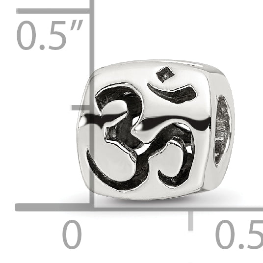 Sterling Silver 925 Om Symbol Bead with Antiqued Finish | Spiritual Elegance