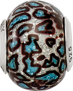 Sophia Jewelers Sterling Silver Teal Overlay Glass Bead Elegant Italian Design