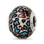Sterling Silver Reflection Teal Print Overlay Italian Glass Bead
