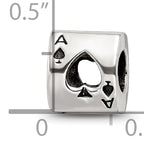 Sterling Silver 925 Ace Card Bead with Antiqued Finish Vintage Charm