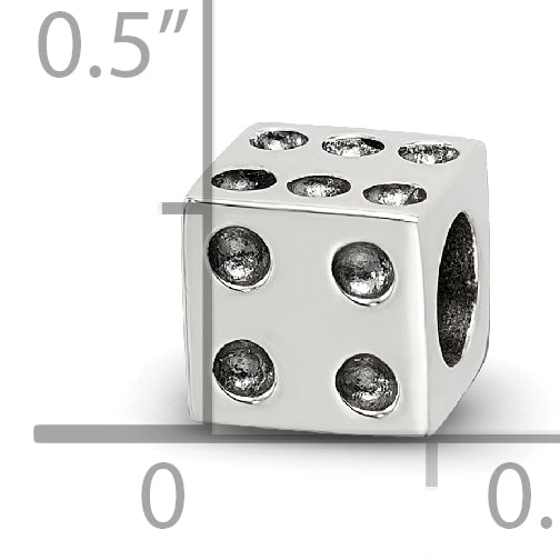 Sterling Silver 925 Antique Dice Bead with Casted Vintage Finish
