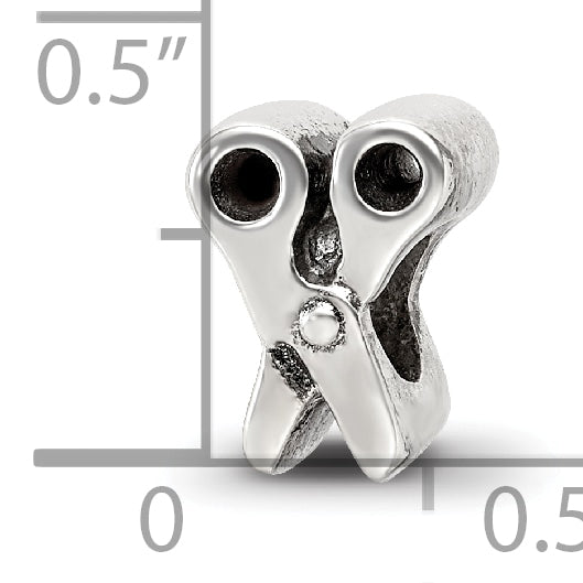 Sterling Silver 925 Scissors Bead with Antiqued Finish Vintage Style