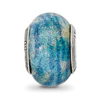 Sophia Jewelers Sterling Silver 925 Blue Glitter Overlay Bead for Italian Bracelets
