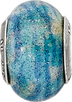Sophia Jewelers Sterling Silver 925 Blue Glitter Overlay Bead for Italian Bracelets