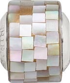 Sterling Silver Mother of Pearl Mosaic Bead with Natural Grey Accents