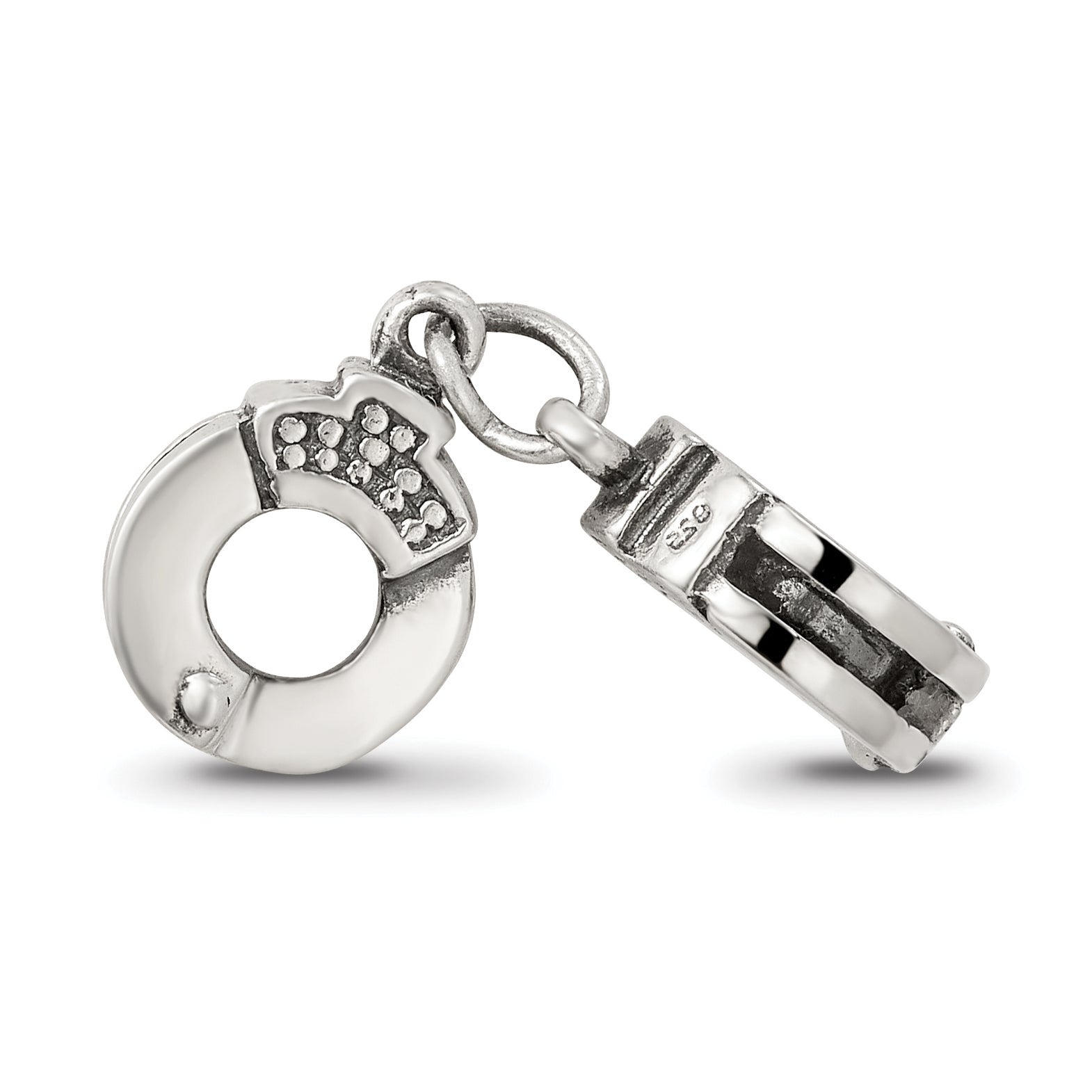 Sterling Silver 925 Handcuffs Bead with Antiqued Finish Solid Secondary image