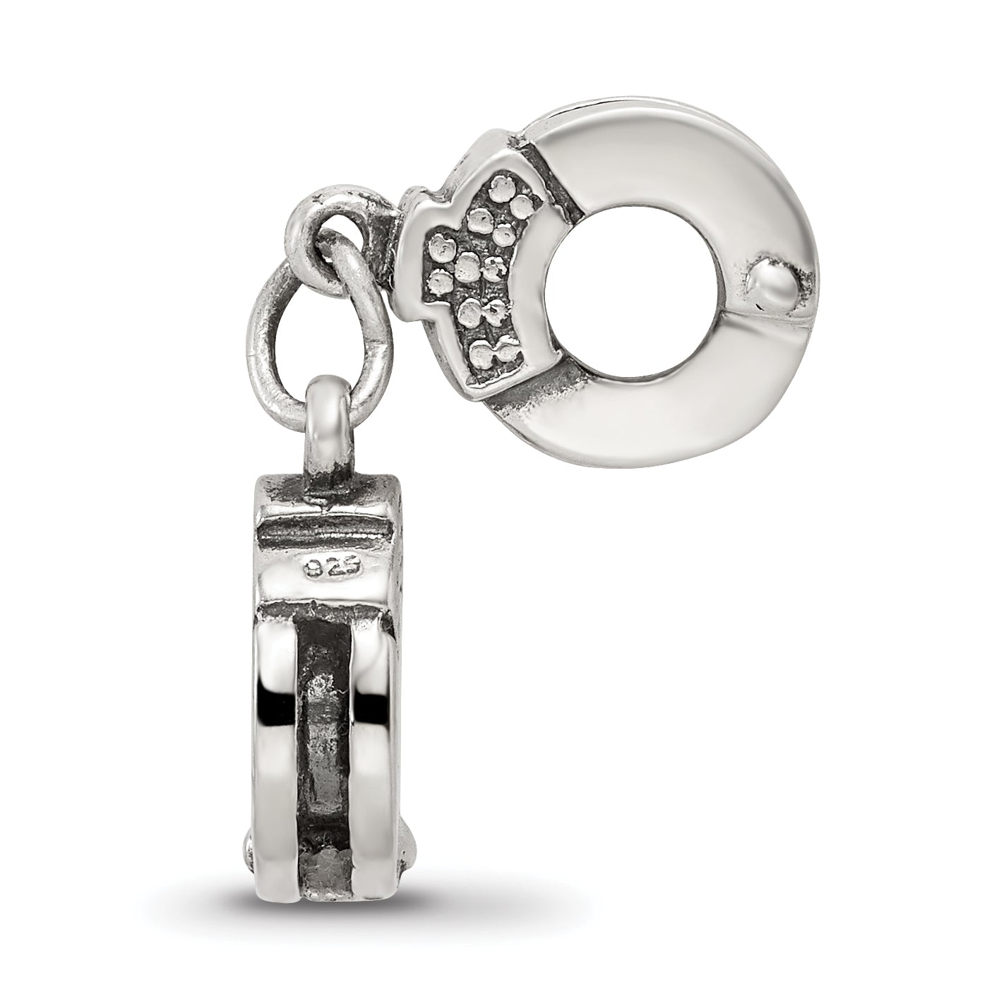 Sterling Silver 925 Handcuffs Bead with Antiqued Finish Solid