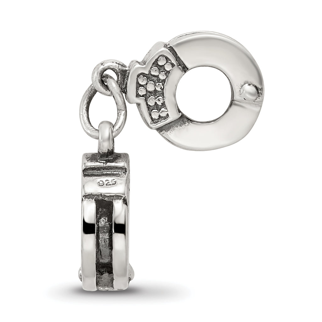 Sterling Silver 925 Handcuffs Bead with Antiqued Finish Solid